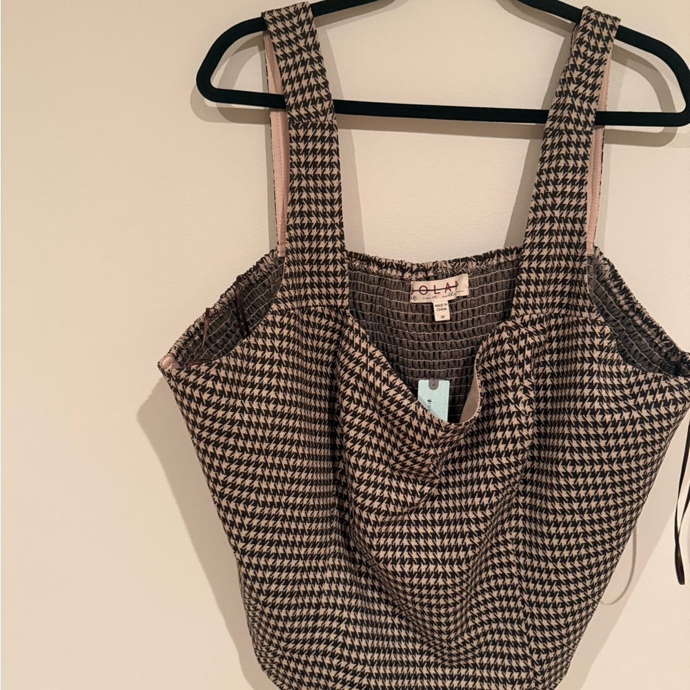 Cropped houndstooth anthro top 3X